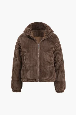Zipper Corduroy Puffer