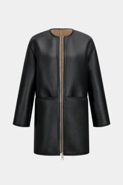 Zipper Double-Sided Long Sleeve Round Neck Coat
