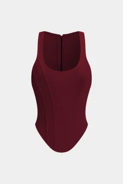 Zipper Tie-Up Corset Waist Tank Top