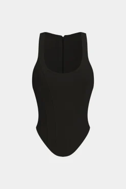 Zipper Tie-Up Corset Waist Tank Top