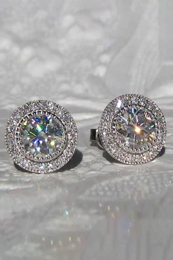 Zircon Shiny Round Diamond Earrings